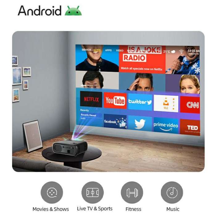 AUN AKEY9S 1080P 1000ANSI Autofocus WIFI Display Smart Projector, UK Plug(Black)