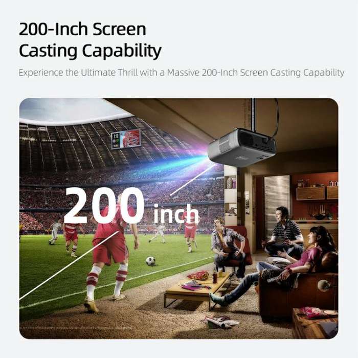 AUN AKEY9S 1080P 1000ANSI Autofocus WIFI Display Smart Projector, UK Plug(Black)