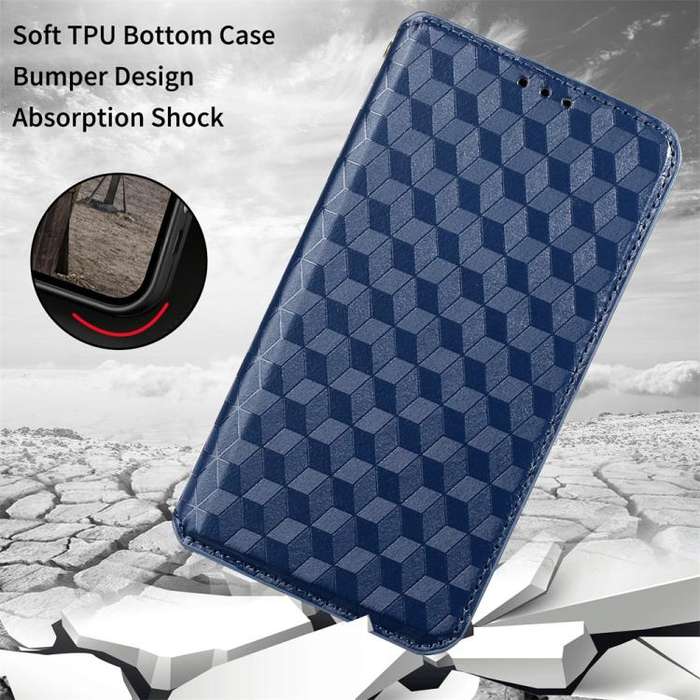 For Motorola Moto G85 5G / S50 Neo 5G Cubic Grid Texture Flip Leather Phone Case(Blue)