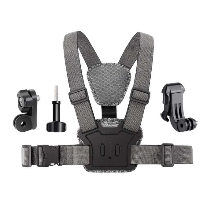 4 in 1 Quick Release Body Mount Belt Chest Strap with Mount & Screw(Grey)