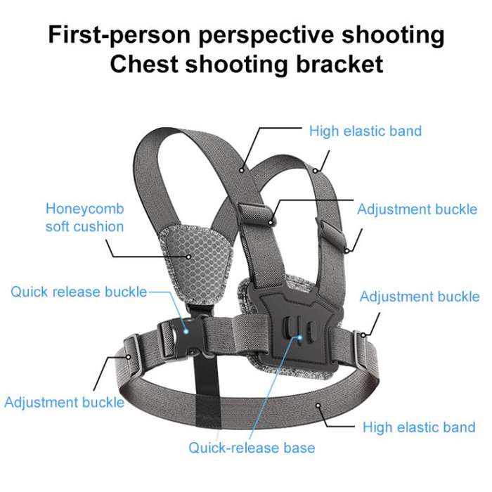 4 in 1 Quick Release Body Mount Belt Chest Strap with Mount & Screw(Grey)