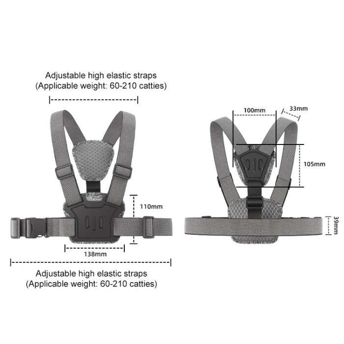 4 in 1 Quick Release Body Mount Belt Chest Strap with Mount & Screw(Grey)
