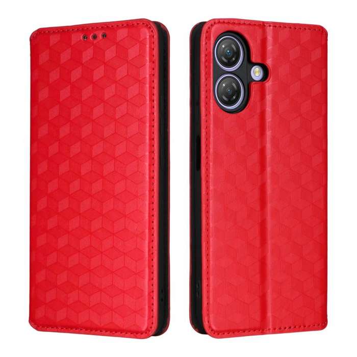 For Ulefone Note 21 Cubic Grid Texture Flip Leather Phone Case(Red)