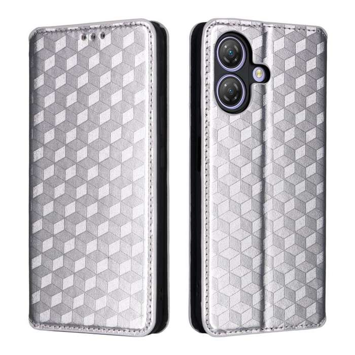 For Ulefone Note 21 Cubic Grid Texture Flip Leather Phone Case(Silver)