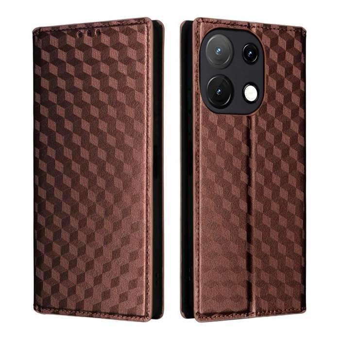 For Umidigi Note 100 4G / 5G / Note 100A Cubic Grid Texture Flip Leather Phone Case(Brown)