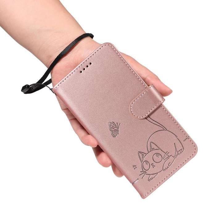 For Honor 400 Global 156.5mm Adorable Cat Embossed Pattern Flip Leather Phone Case(Rose Gold)
