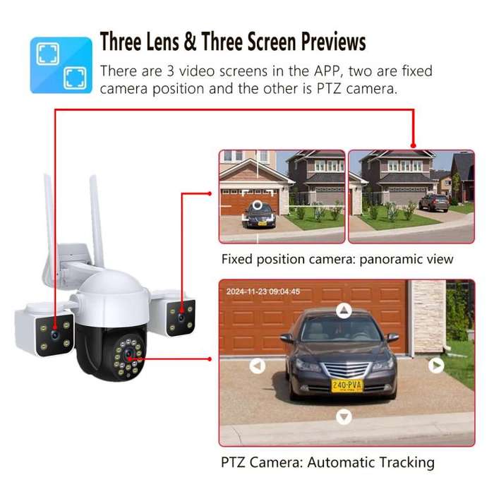 QX155 6MP Triple Camera WiFi Version Supports Humanoid Detection(EU Plug)