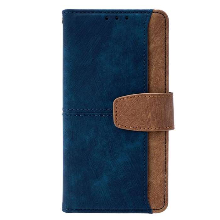 For Honor X8c 4G Global Color Stitching Skin Feel Leather RFID Blocking Phone Case(Blue)