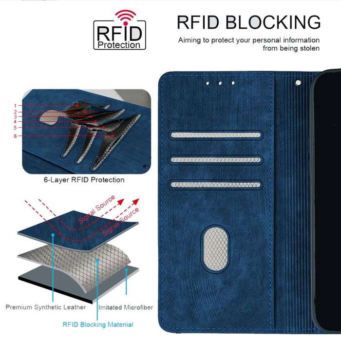 For Honor X8c 4G Global Color Stitching Skin Feel Leather RFID Blocking Phone Case(Blue)