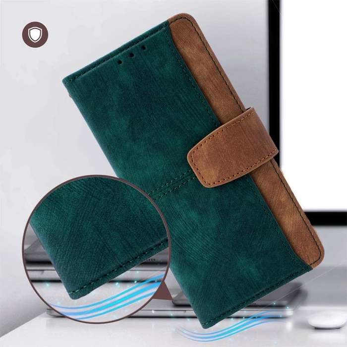 For Honor X8c 4G Global Color Stitching Skin Feel Leather RFID Blocking Phone Case(Green)