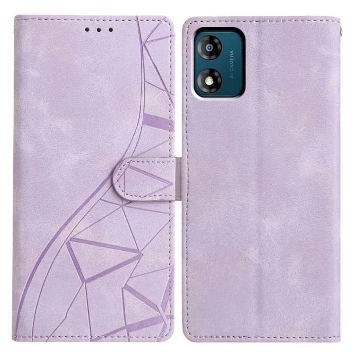 For Motorola Moto E13 Triangles Embossed Leather Phone Case(Purple)