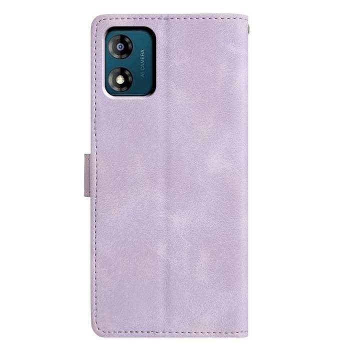 For Motorola Moto E13 Triangles Embossed Leather Phone Case(Purple)