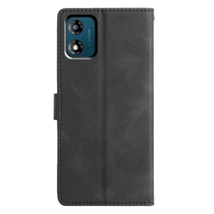 For Motorola Moto E13 Triangles Embossed Leather Phone Case(Black)