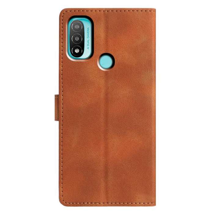For Motorola Moto E20 / E30 / E40 Triangles Embossed Leather Phone Case(Brown)