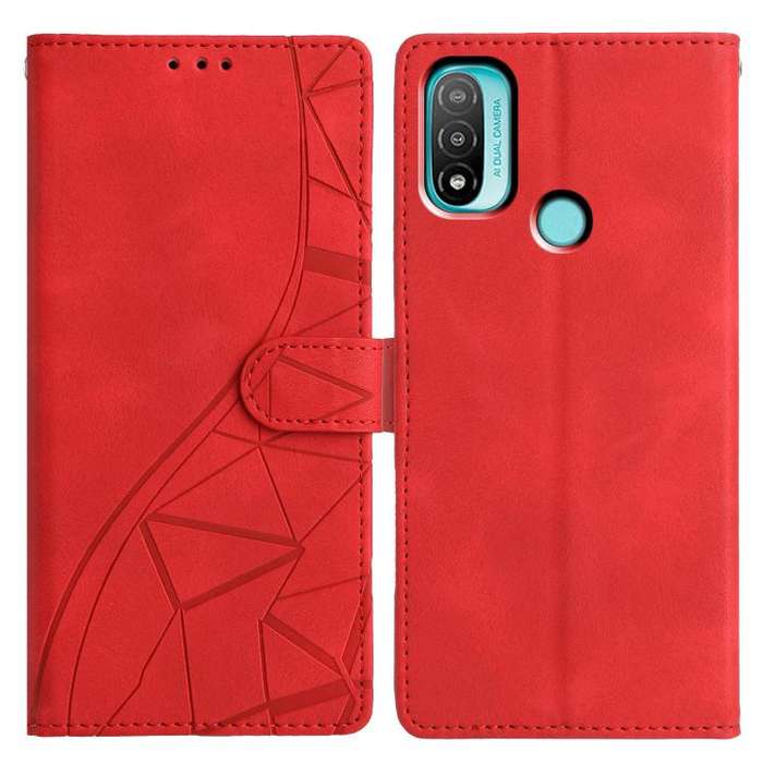 For Motorola Moto E20 / E30 / E40 Triangles Embossed Leather Phone Case(Red)