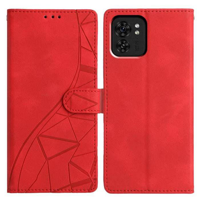 For Motorola Edge 40 Triangles Embossed Leather Phone Case(Red)