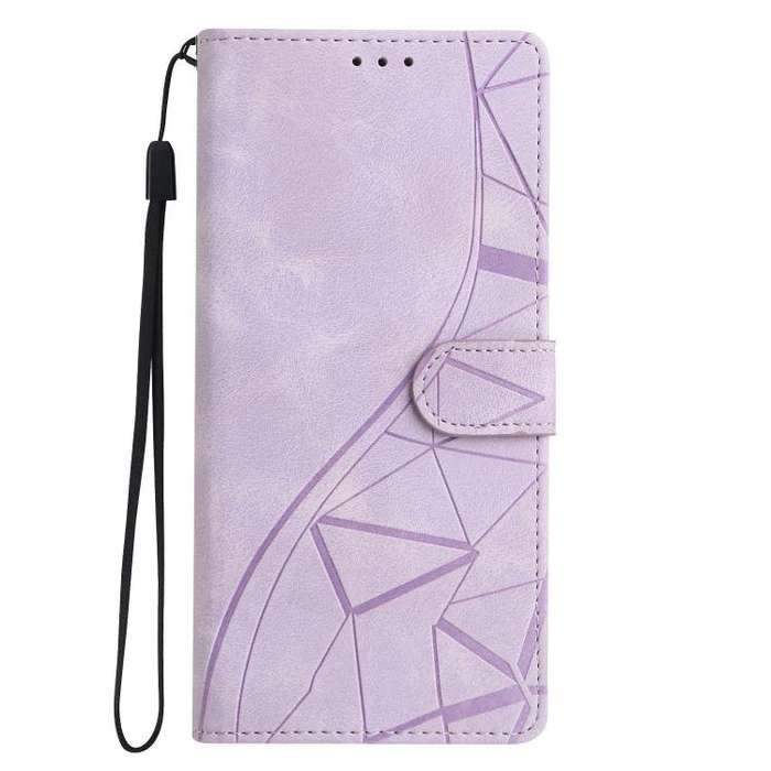 For Motorola Edge 50 Triangles Embossed Leather Phone Case(Purple)