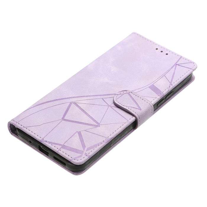 For Motorola Edge 50 Triangles Embossed Leather Phone Case(Purple)