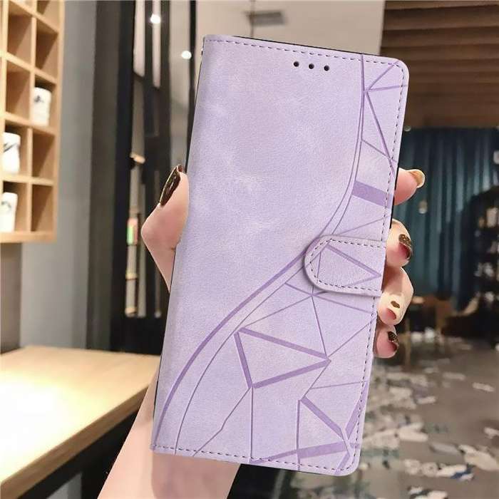 For Motorola Edge 50 Triangles Embossed Leather Phone Case(Purple)