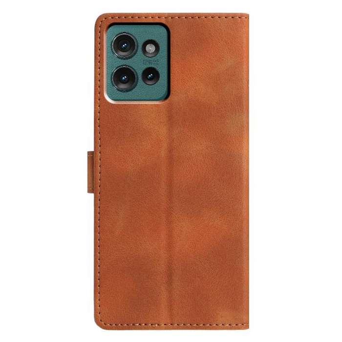 For Motorola Edge 50 Triangles Embossed Leather Phone Case(Brown)