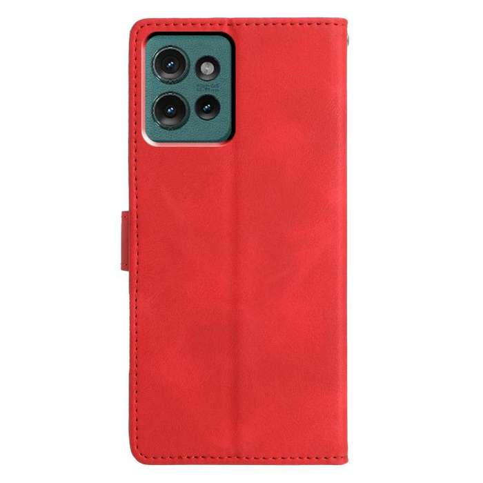 For Motorola Edge 50 Triangles Embossed Leather Phone Case(Red)