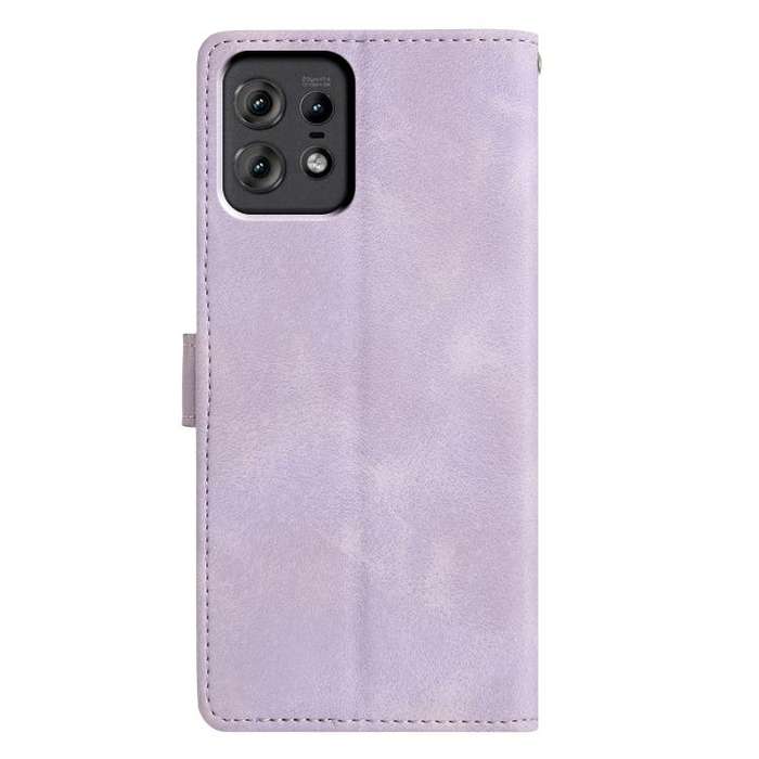 For Motorola Edge 50 Pro Triangles Embossed Leather Phone Case(Purple)