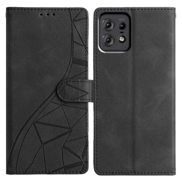 For Motorola Edge 50 Pro Triangles Embossed Leather Phone Case(Black)