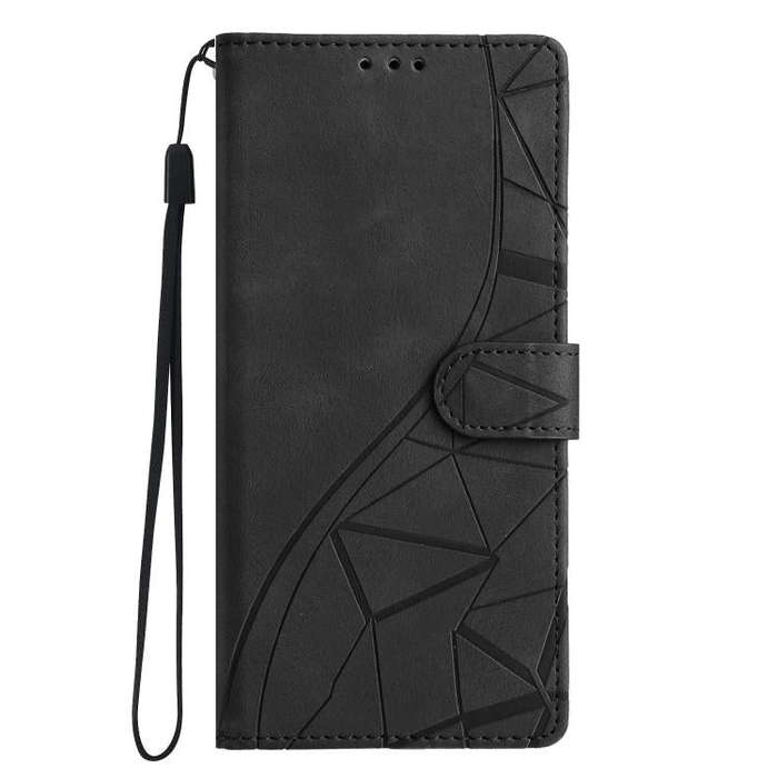 For Motorola Edge 50 Pro Triangles Embossed Leather Phone Case(Black)