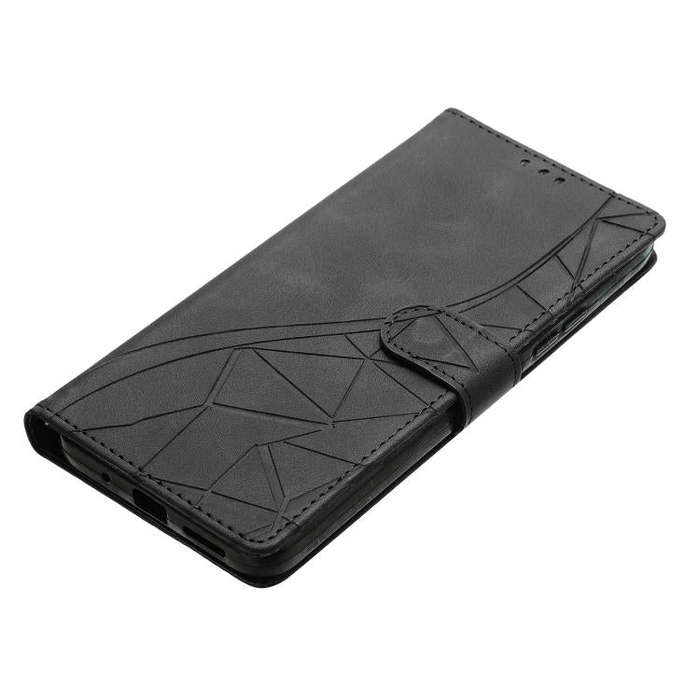 For Motorola Edge 50 Pro Triangles Embossed Leather Phone Case(Black)
