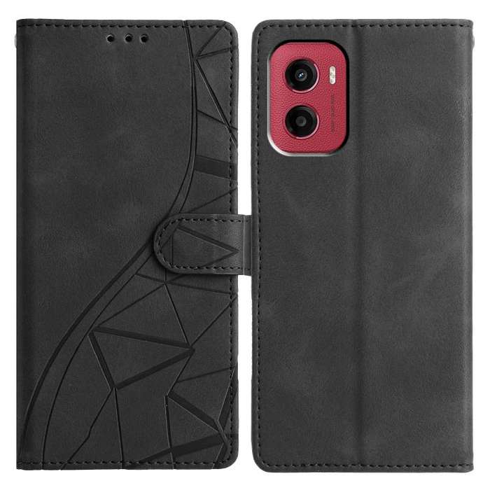 For Motorola Moto G05 Triangles Embossed Leather Phone Case(Black)