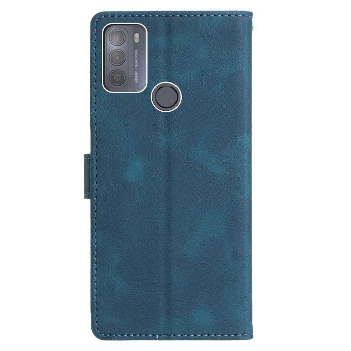 For Motorola Moto G10 / G30 Triangles Embossed Leather Phone Case(Blue)