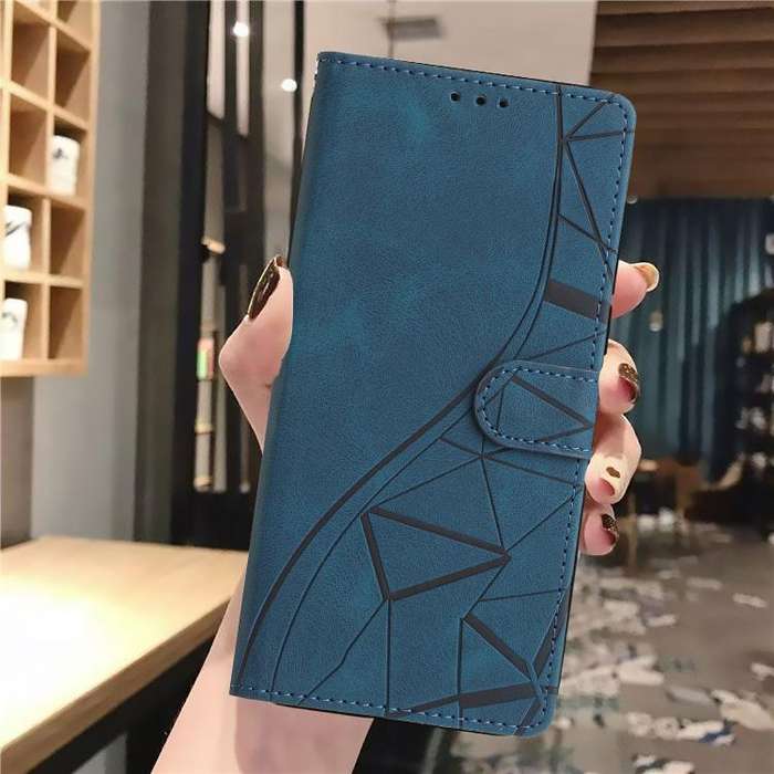 For Motorola Moto G10 / G30 Triangles Embossed Leather Phone Case(Blue)