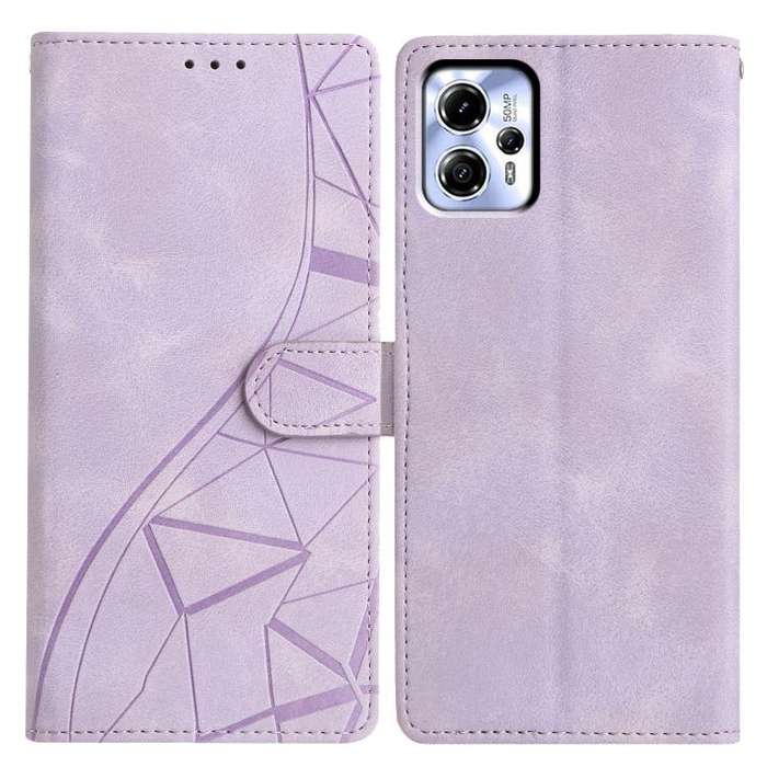 For Motorola Moto G13 / G23 Triangles Embossed Leather Phone Case(Purple)