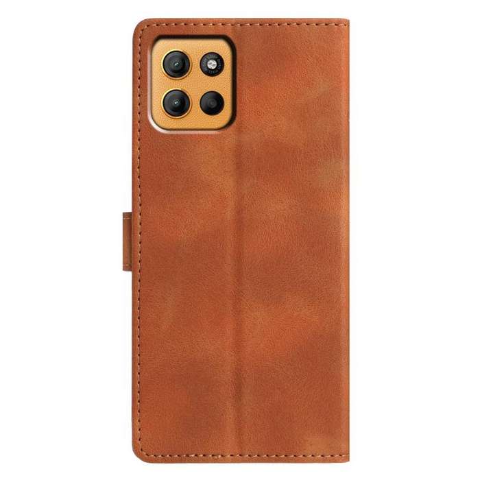 For Motorola Moto G15 Triangles Embossed Leather Phone Case(Brown)