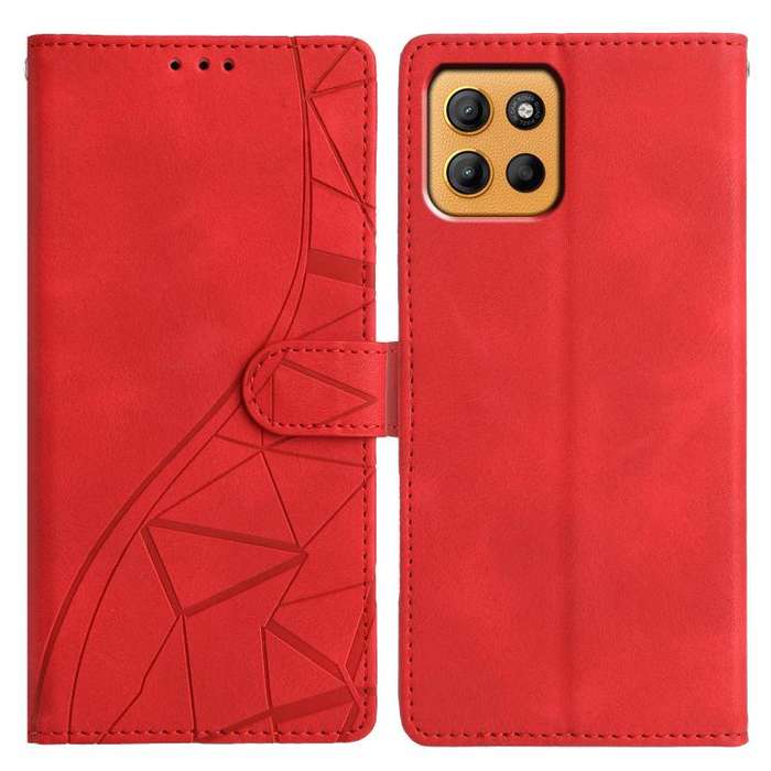 For Motorola Moto G15 Triangles Embossed Leather Phone Case(Red)