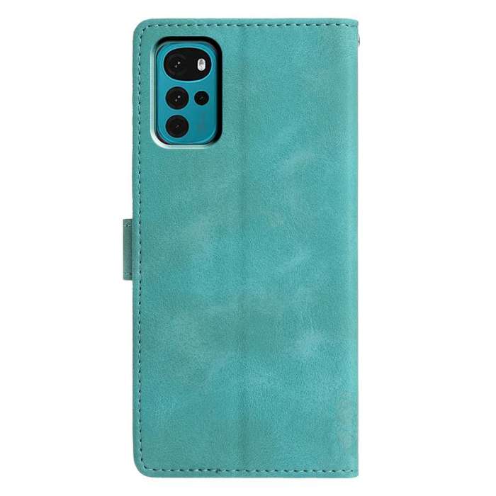 For Motorola Moto G22 Triangles Embossed Leather Phone Case(Green)