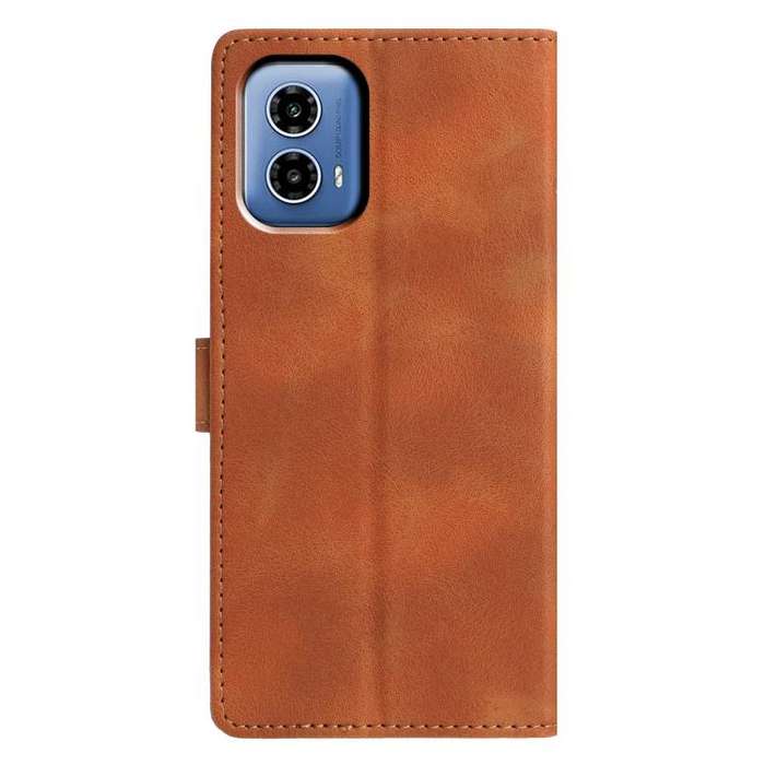 For Motorola Moto G34 Triangles Embossed Leather Phone Case(Brown)