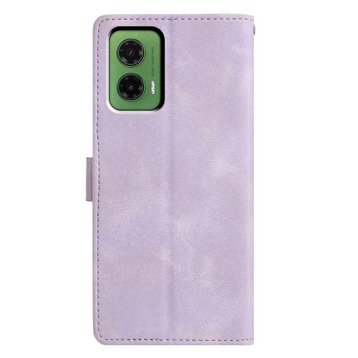 For Motorola Moto G35 Triangles Embossed Leather Phone Case(Purple)