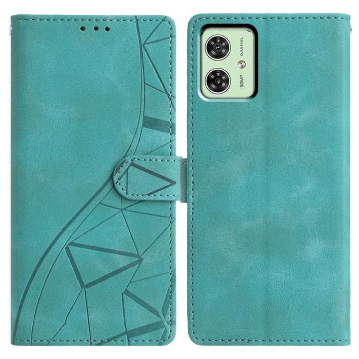 For Motorola Moto G54 Triangles Embossed Leather Phone Case(Green)
