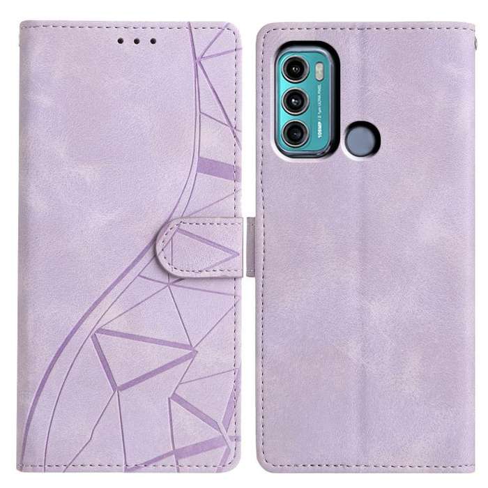 For Motorola Moto G60 Triangles Embossed Leather Phone Case(Purple)