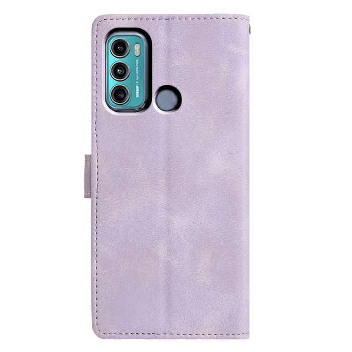 For Motorola Moto G60 Triangles Embossed Leather Phone Case(Purple)