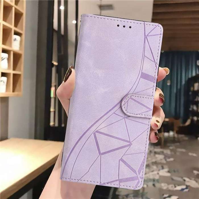 For Motorola Moto G60 Triangles Embossed Leather Phone Case(Purple)