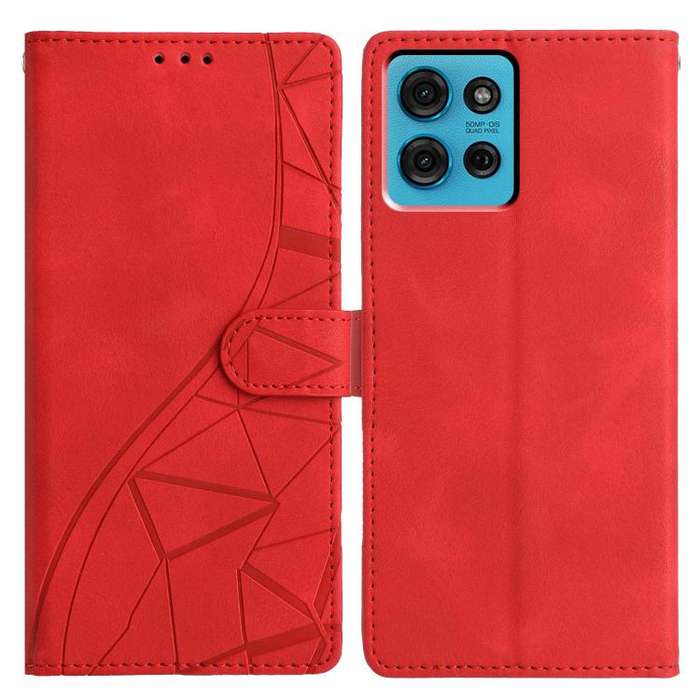 For Motorola Moto G75 5G Triangles Embossed Leather Phone Case(Red)