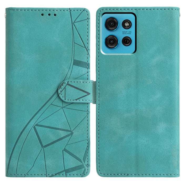 For Motorola Moto G75 5G Triangles Embossed Leather Phone Case(Green)