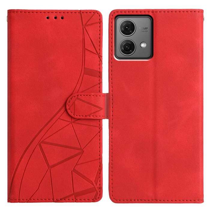 For Motorola Moto G84 Triangles Embossed Leather Phone Case(Red)