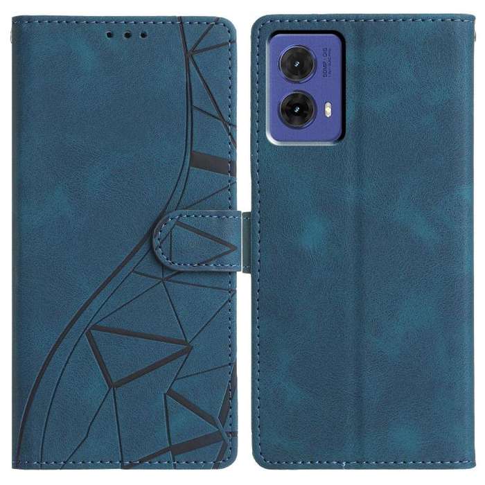For Motorola Moto G85 Triangles Embossed Leather Phone Case(Blue)