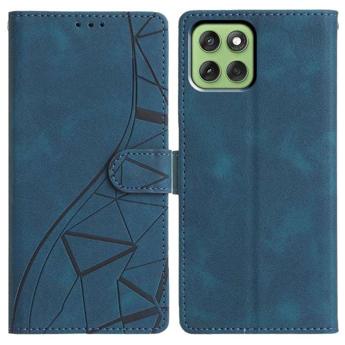 For Motorola Edge 60 Triangles Embossed Leather Phone Case(Blue)