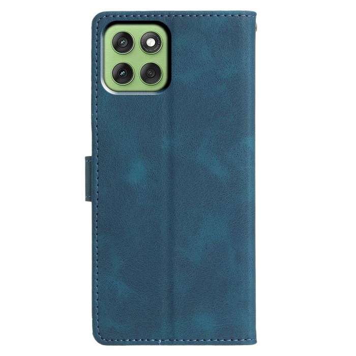 For Motorola Edge 60 Triangles Embossed Leather Phone Case(Blue)
