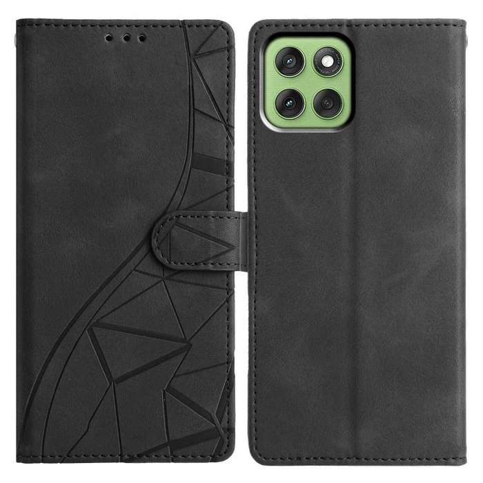 For Motorola Edge 60 Triangles Embossed Leather Phone Case(Black)