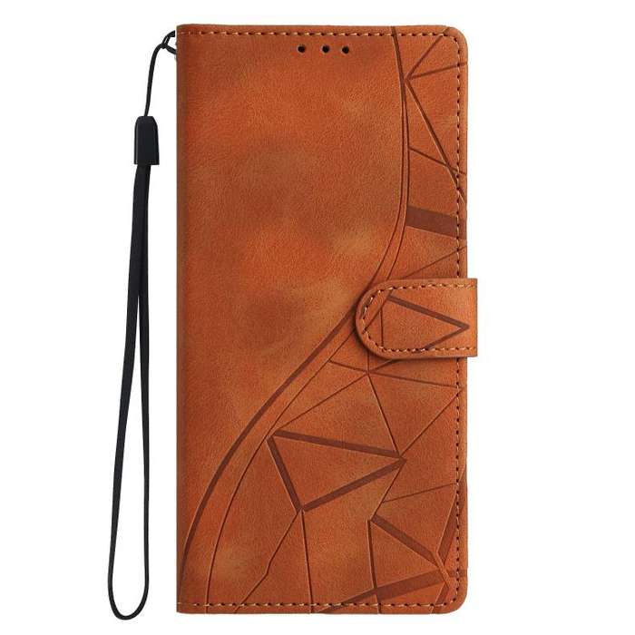 For Motorola Edge 60 Triangles Embossed Leather Phone Case(Brown)